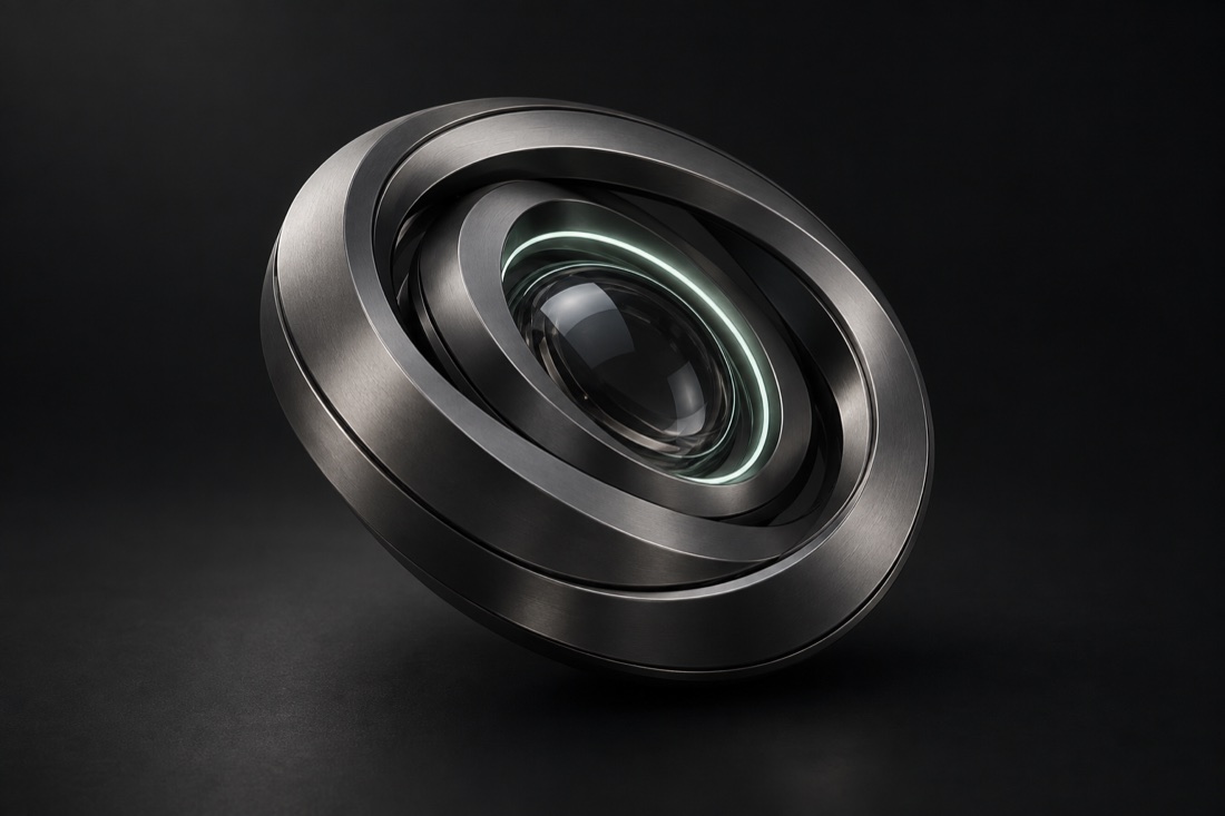 Machined graphite voice core with a softly illuminated center